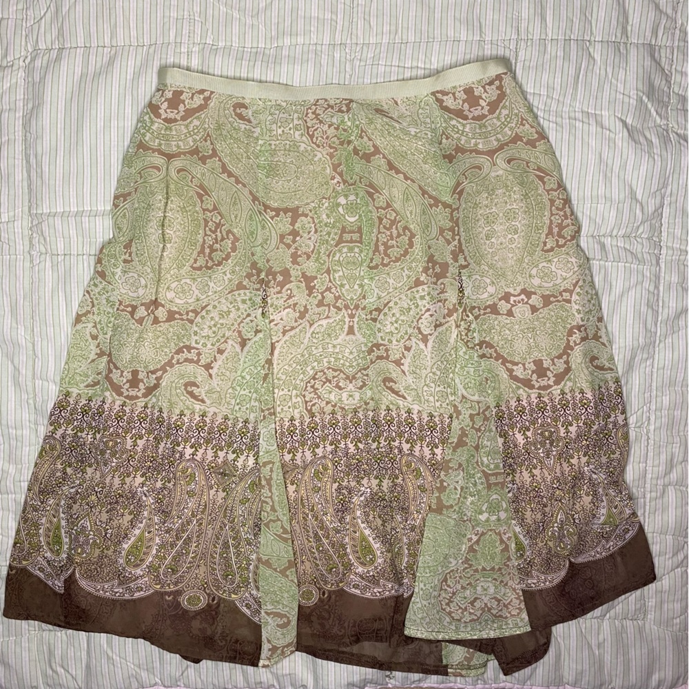 beautiful coquette y2k long green n brown skirt